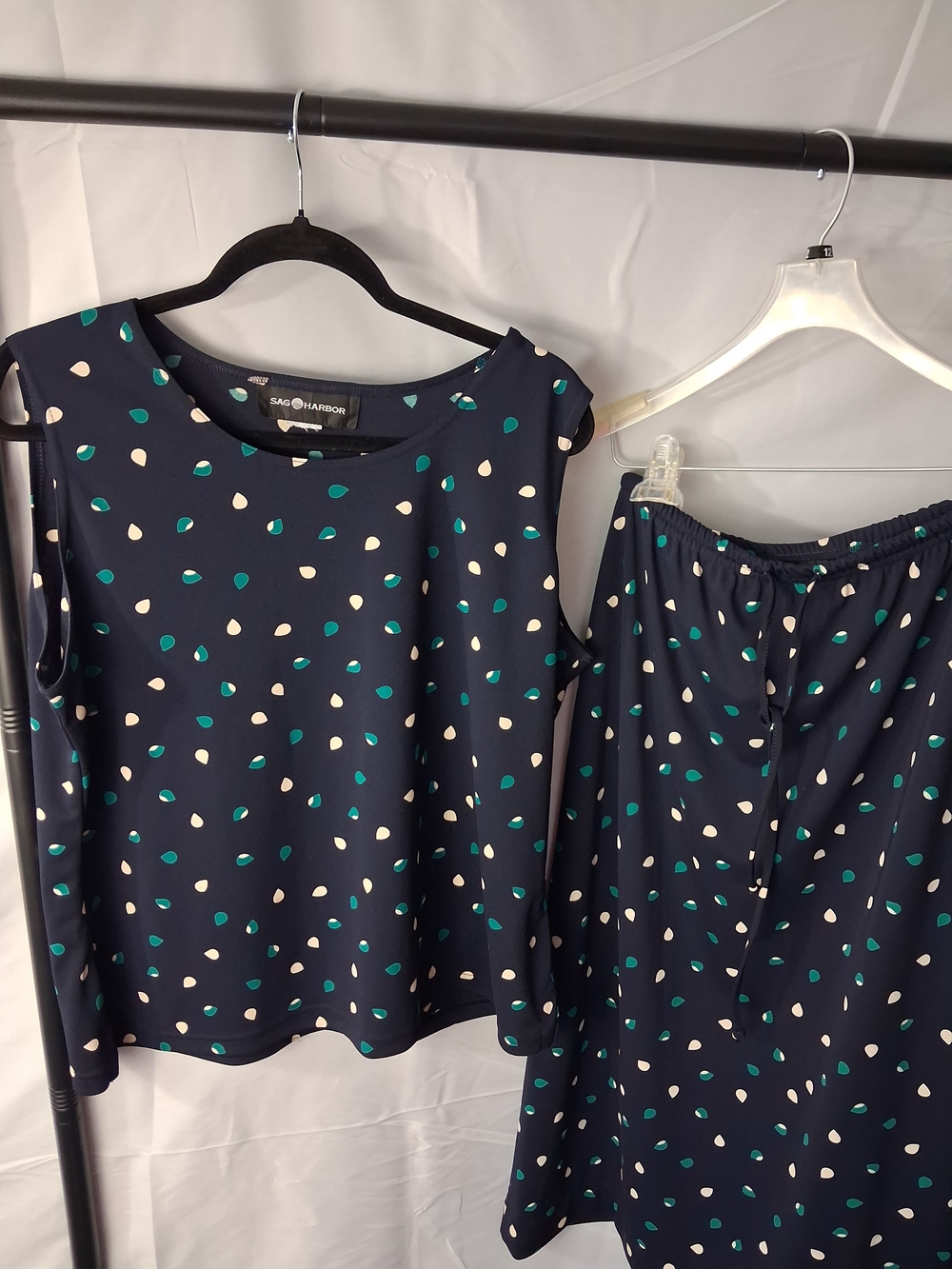 Sag Harbor Navy Polka Dot Sleeveless Top